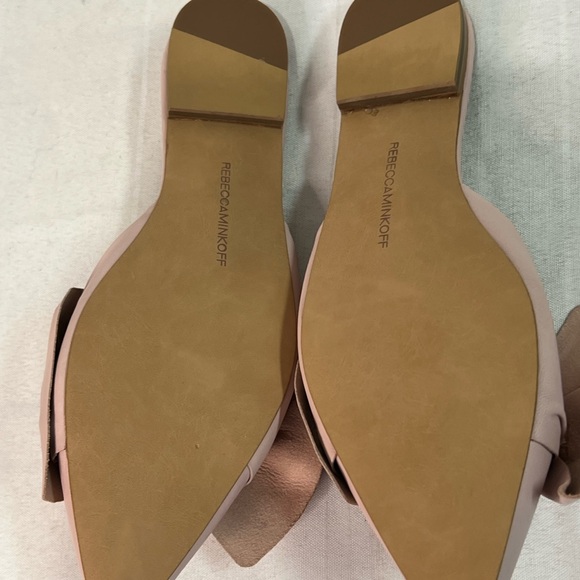 Rebecca Minkoff pale pink Alexis leather bow flat mules size 8 FLAW NWOB - Picture 7 of 14